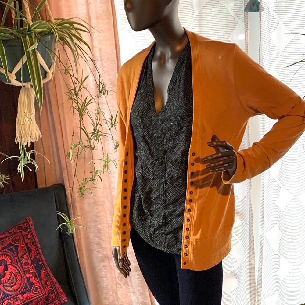 Mustard Cardigan with brass buttons